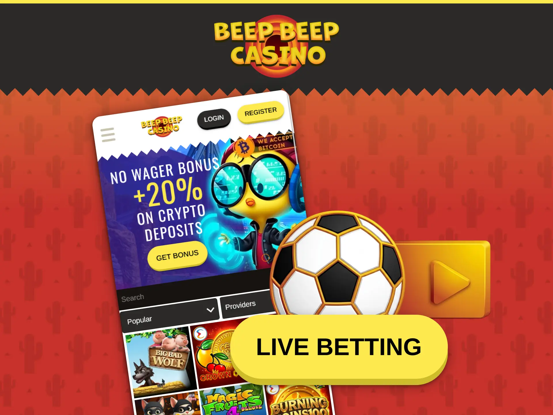 Enjoy real-time sports betting inside the mobile Beep Beep Casino app.