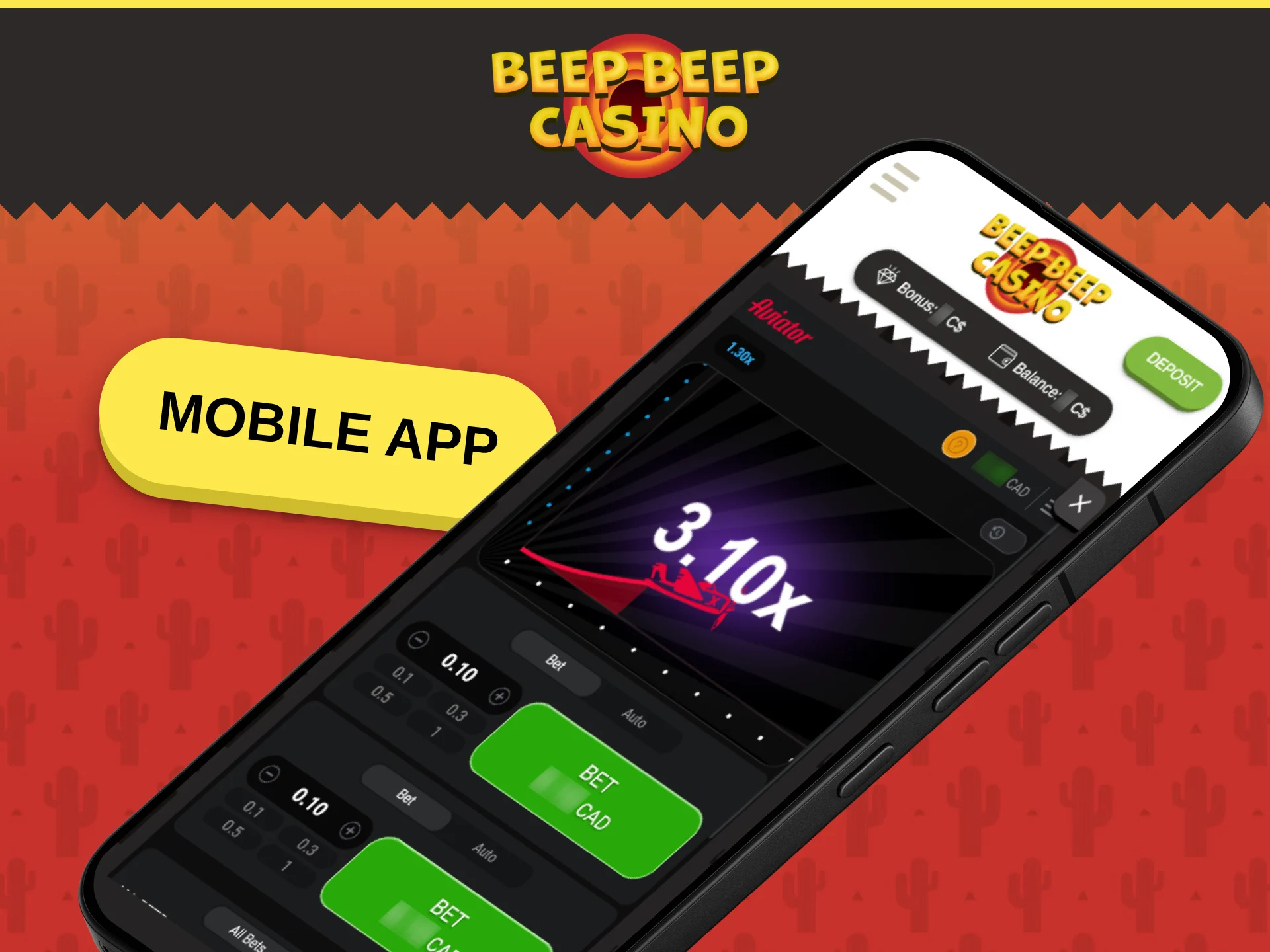 Download the Beep Beep Casino app to play Aviator anywhere.