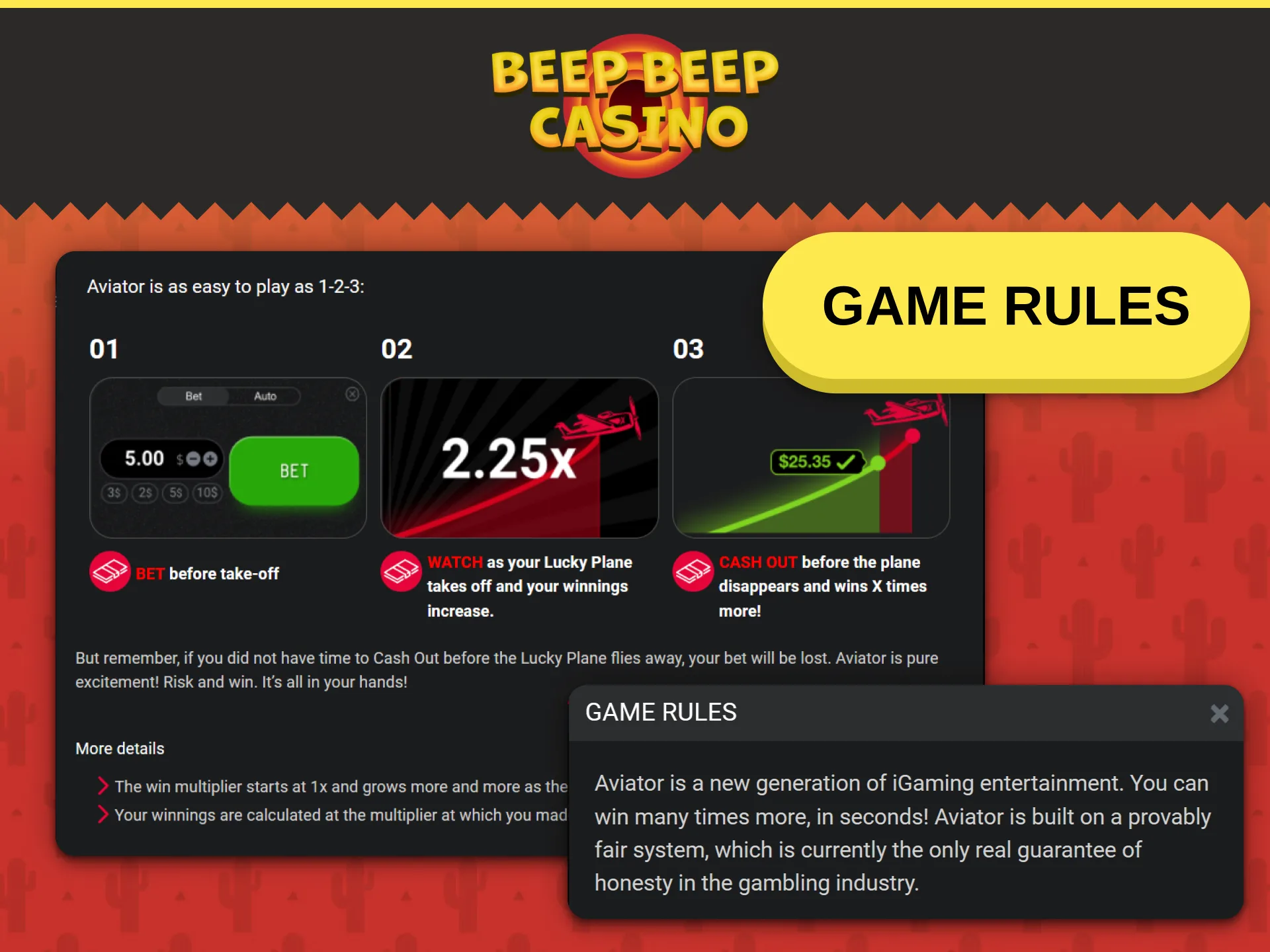 Master the Aviator rules to win more at Beep Beep Casino.