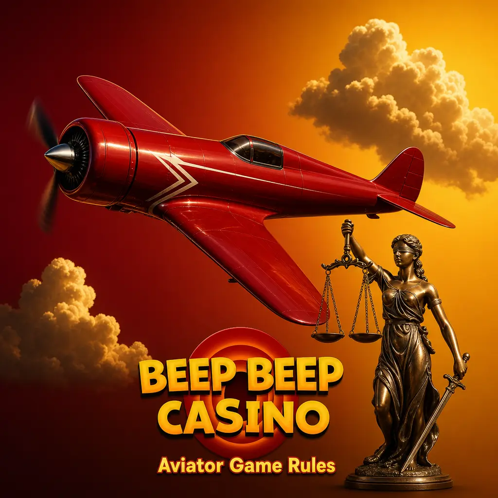Aviator game rules at Beep Beep Casino showing rising multiplier and airplane graphic before cash-out