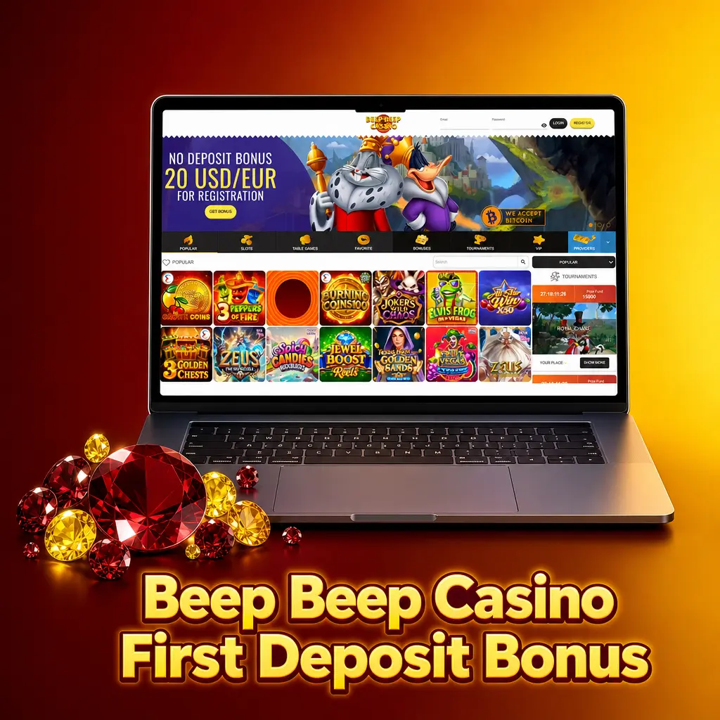Beep Beep Casino first deposit bonus: up to 800 CAD match on 20 CAD minimum deposit for Canadian players