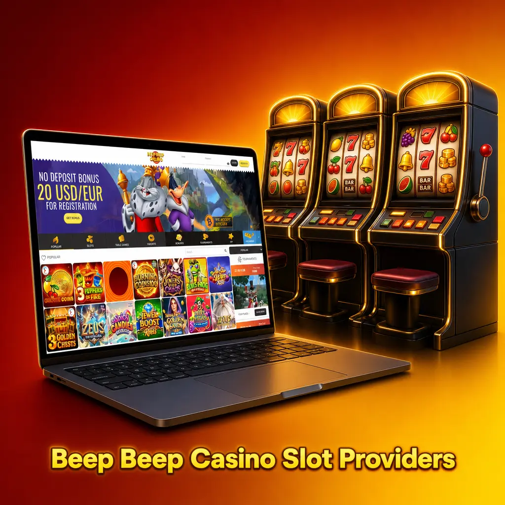 Beep Beep Casino slot providers including Pragmatic Play, NetEnt, Hacksaw Gaming, and Nolimit City with certified RNG games