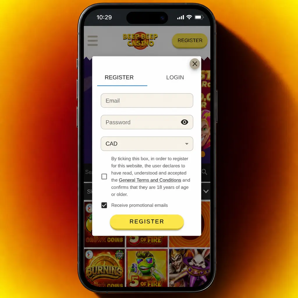 Step-by-step deposit instructions at Beep Beep Casino showing payment method selection for Canadian users