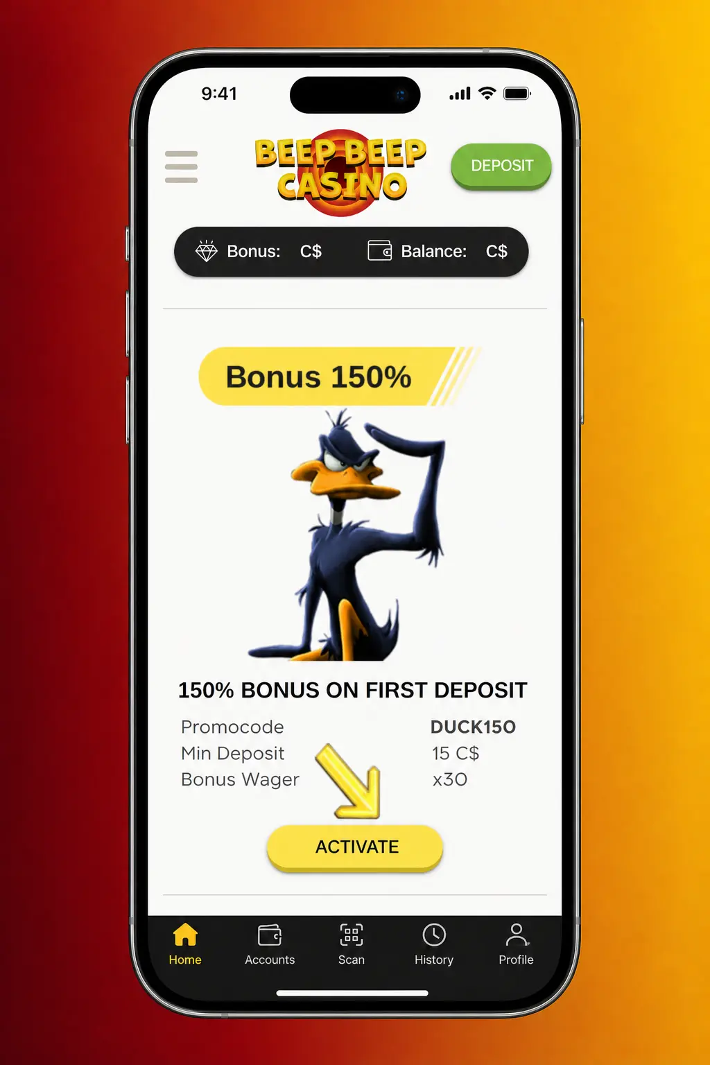 Step-by-step guide screenshot showing how to log in, select slots, and start playing at Beep Beep Casino