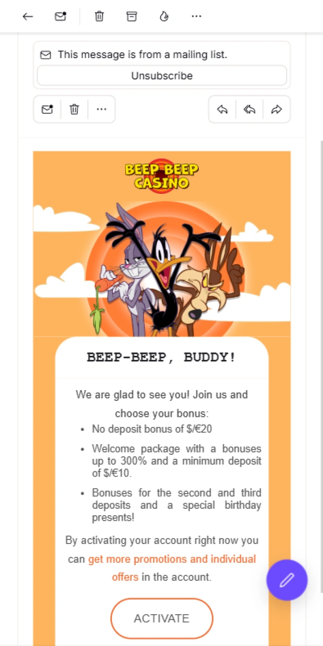 Verify your identity at Beep Beep Casino via email to play live dealer games.