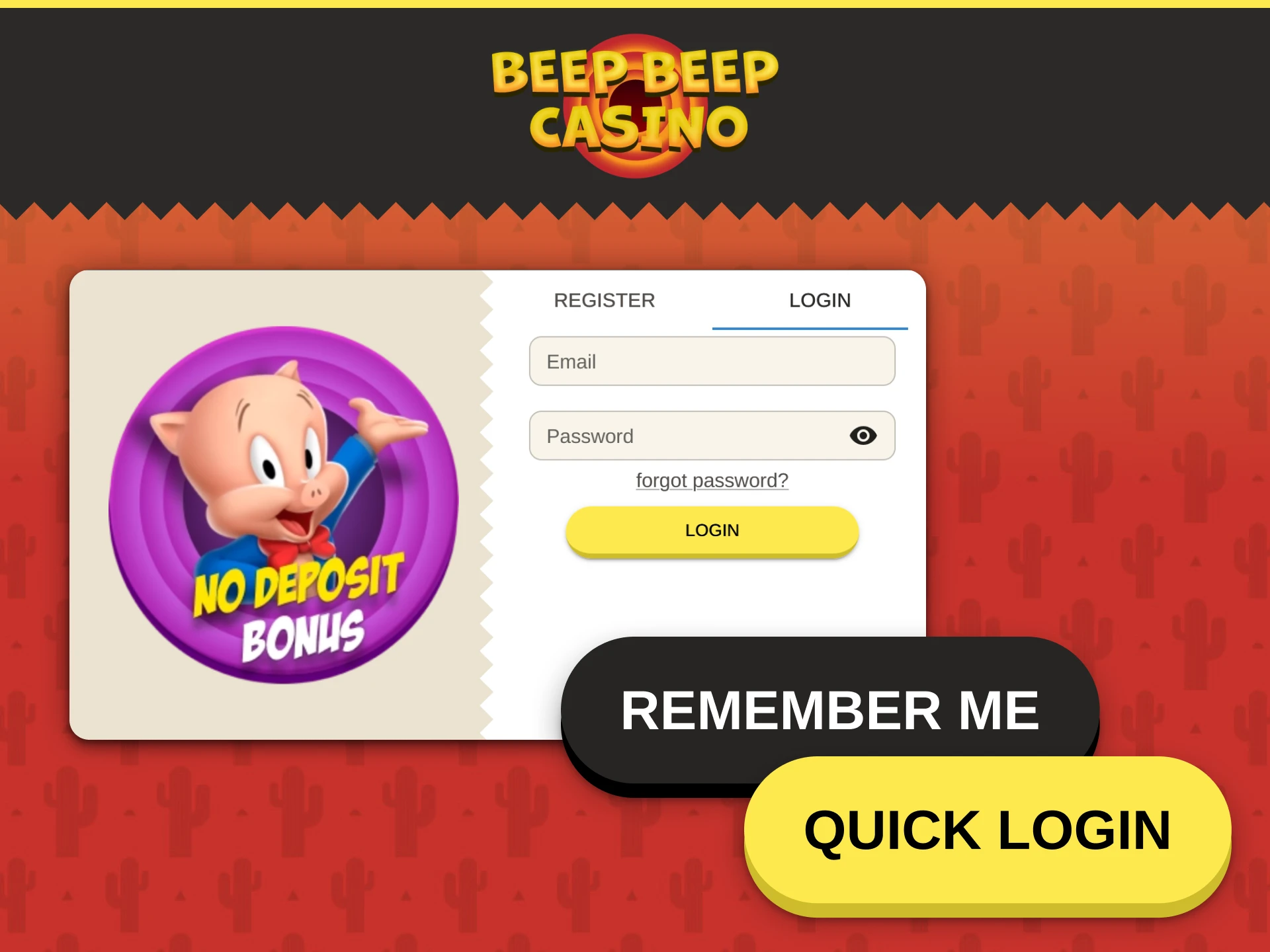 Save your trusted device to complete your next Beep Beep Casino login.