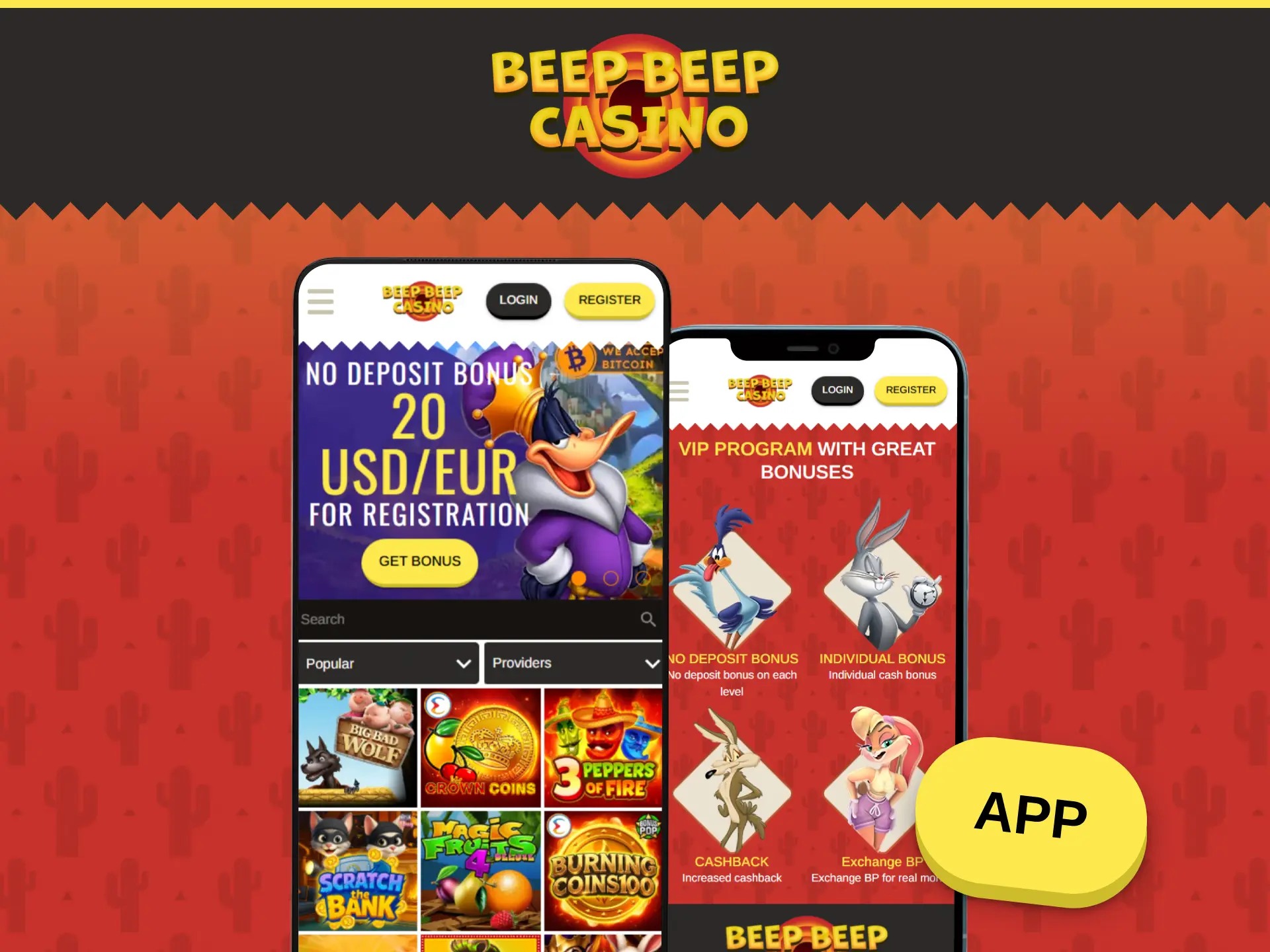 Download the mobile Beep Beep Casino app for Android or iOS.