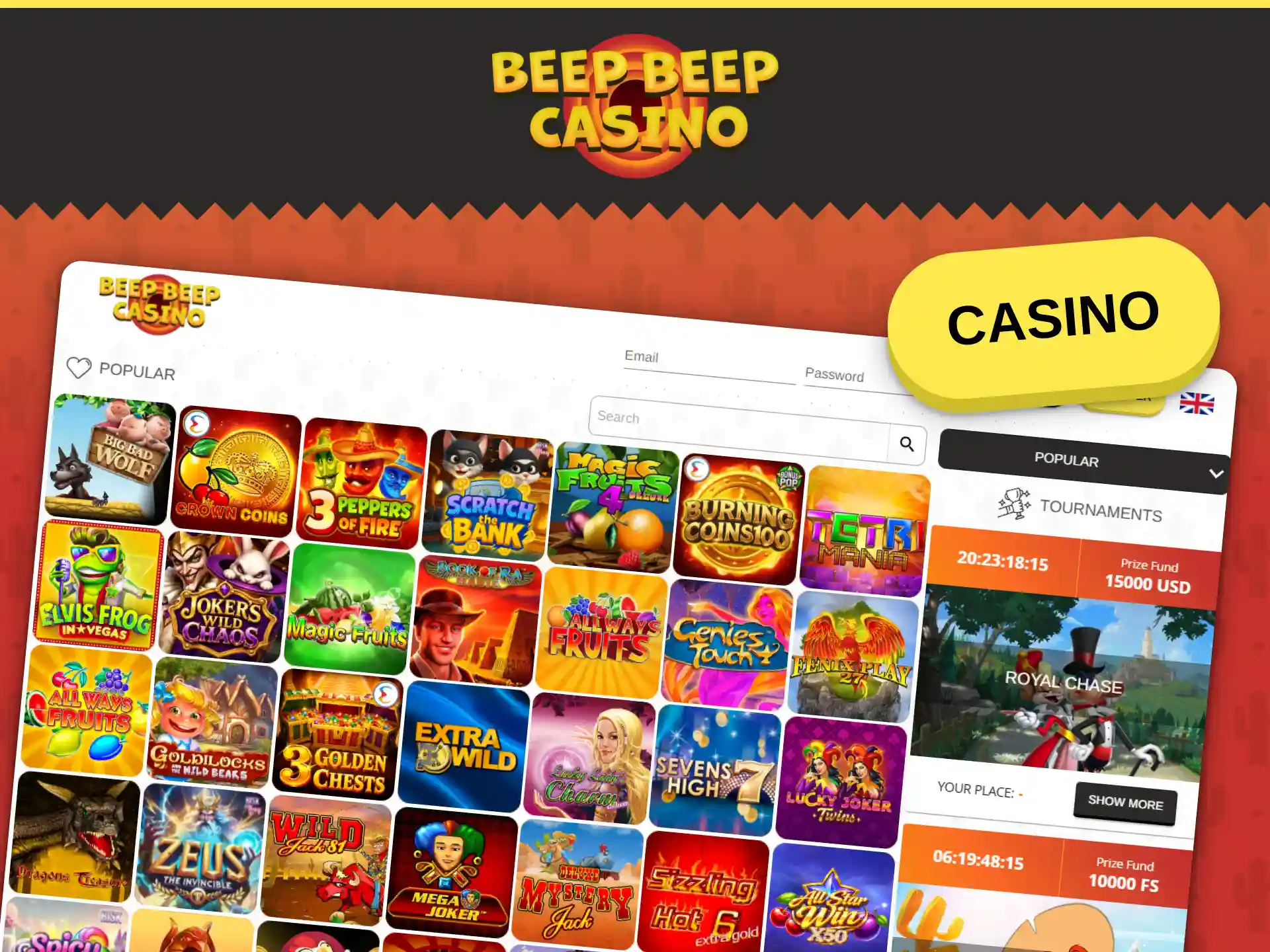 Explore the casino section at Beep Beep Casino for popular slots.