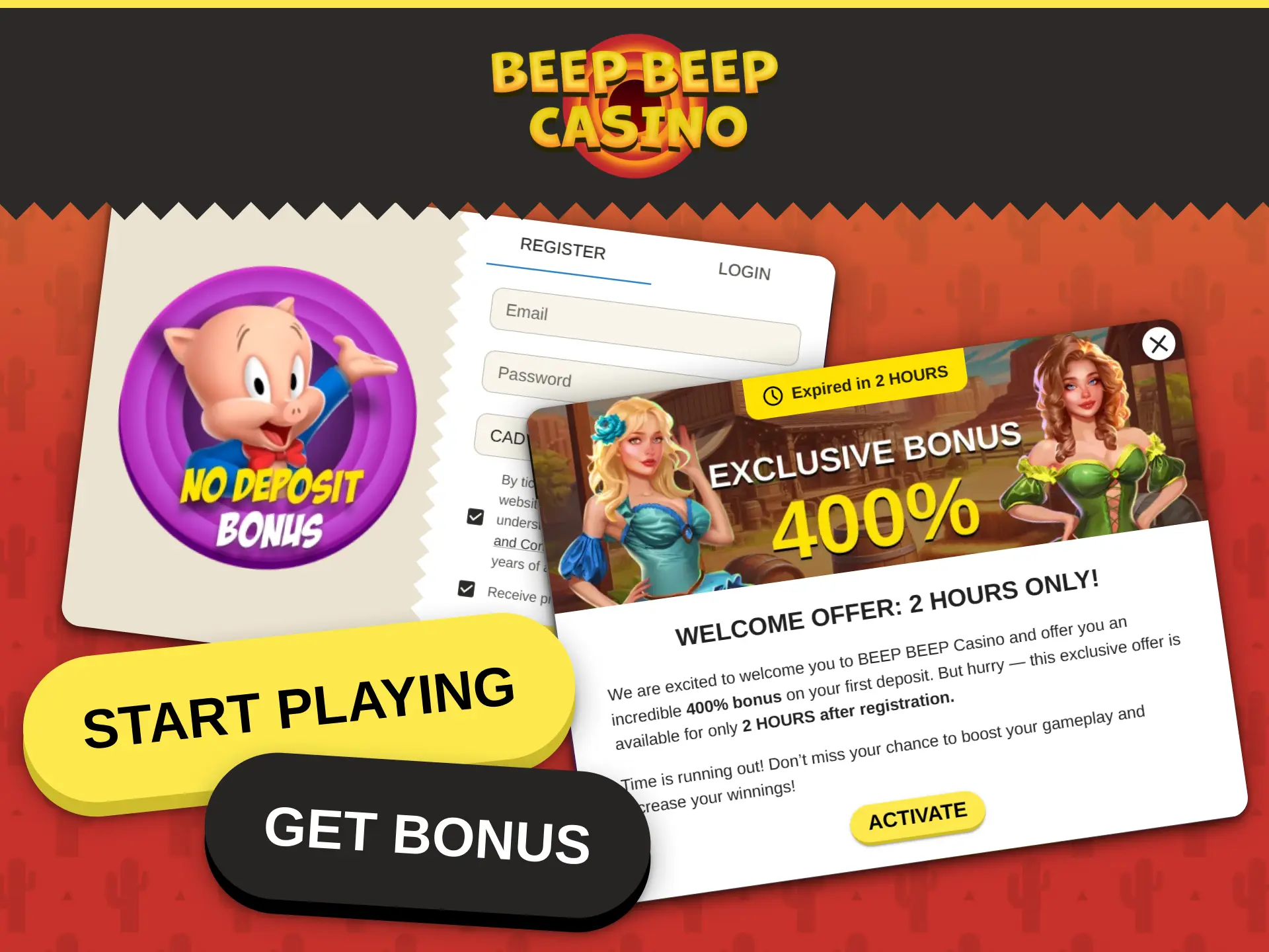 Create an account at Beep Beep Casino to collect your bonus.