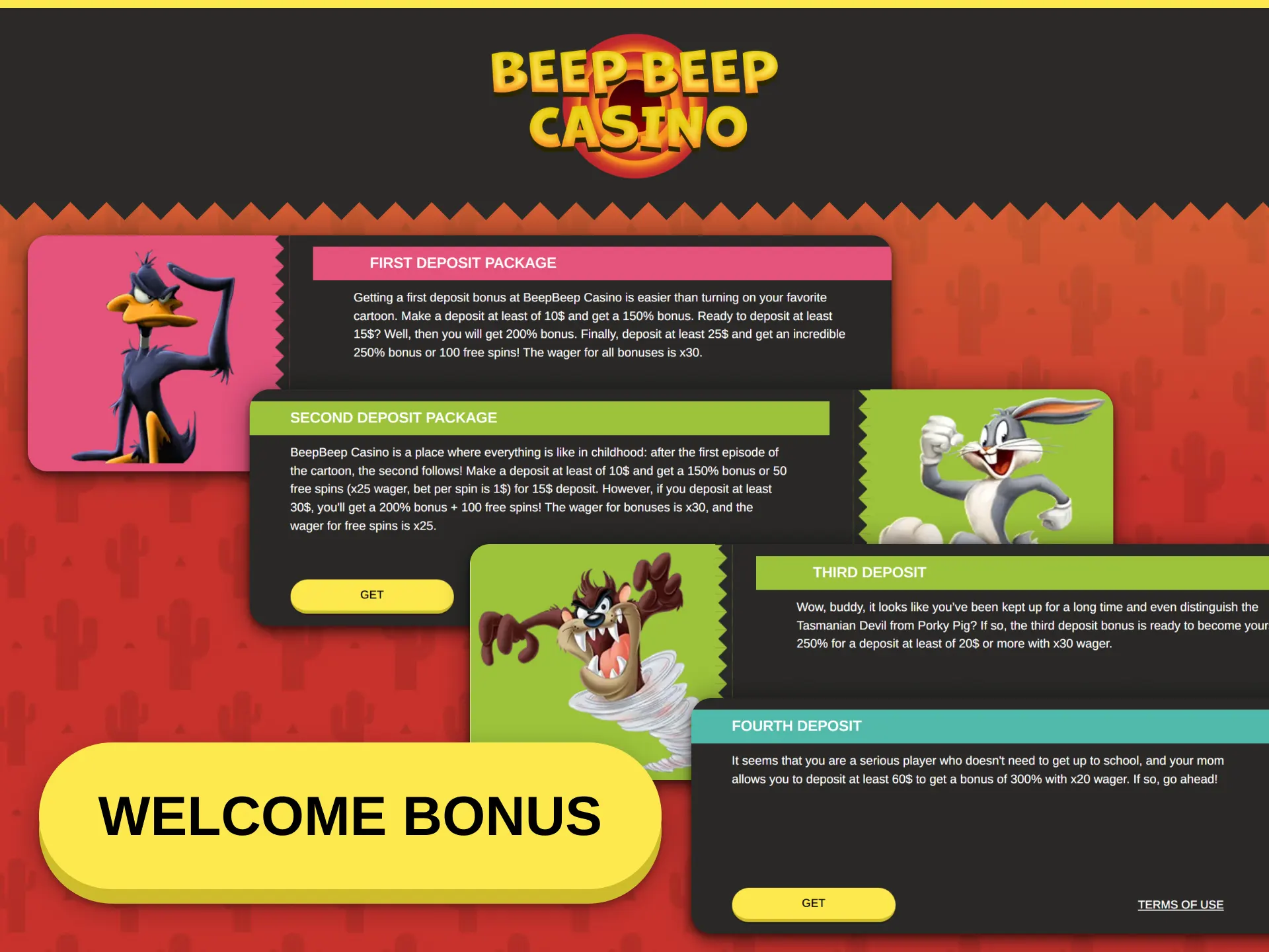 Activate the initial welcome promotion when joining Beep Beep Casino today.