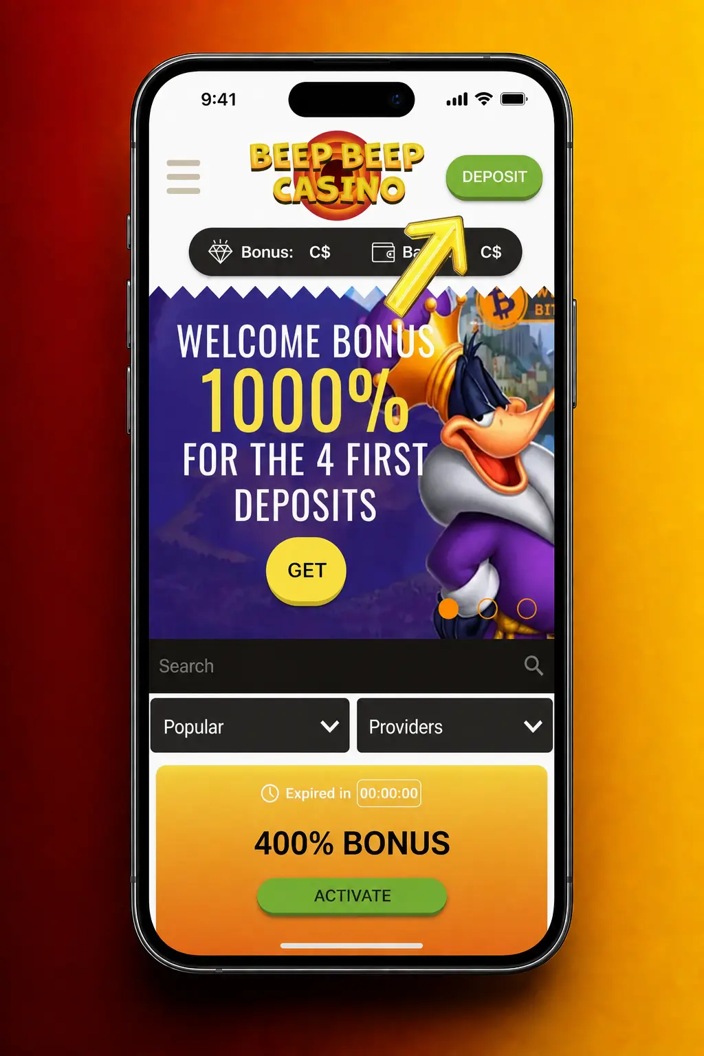 Step-by-step guide showing how to withdraw money from Beep Beep Casino using the cashier withdrawal menu.